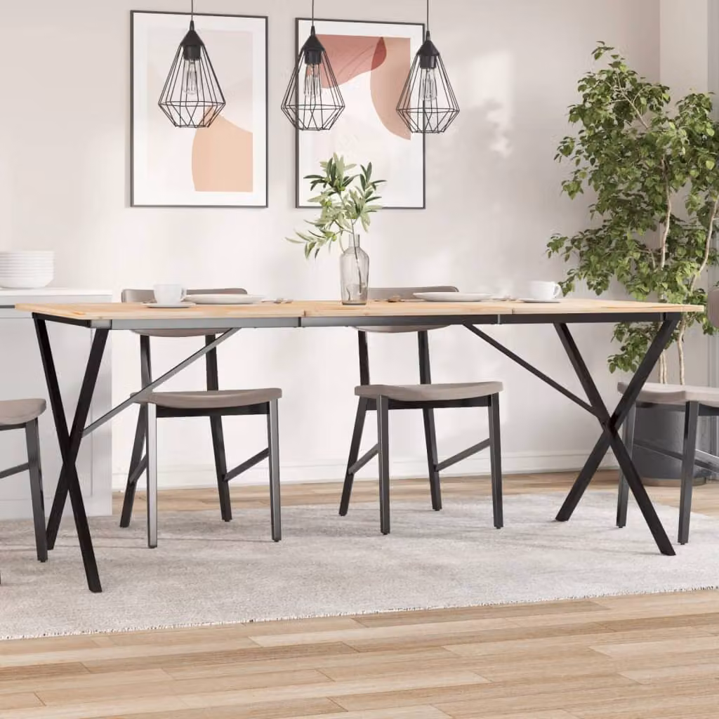 vidaXL Gambe per Tavolo da Pranzo a X in Metallo Verniciato Nero L/P/H: 160 x 80 x 73 cm
