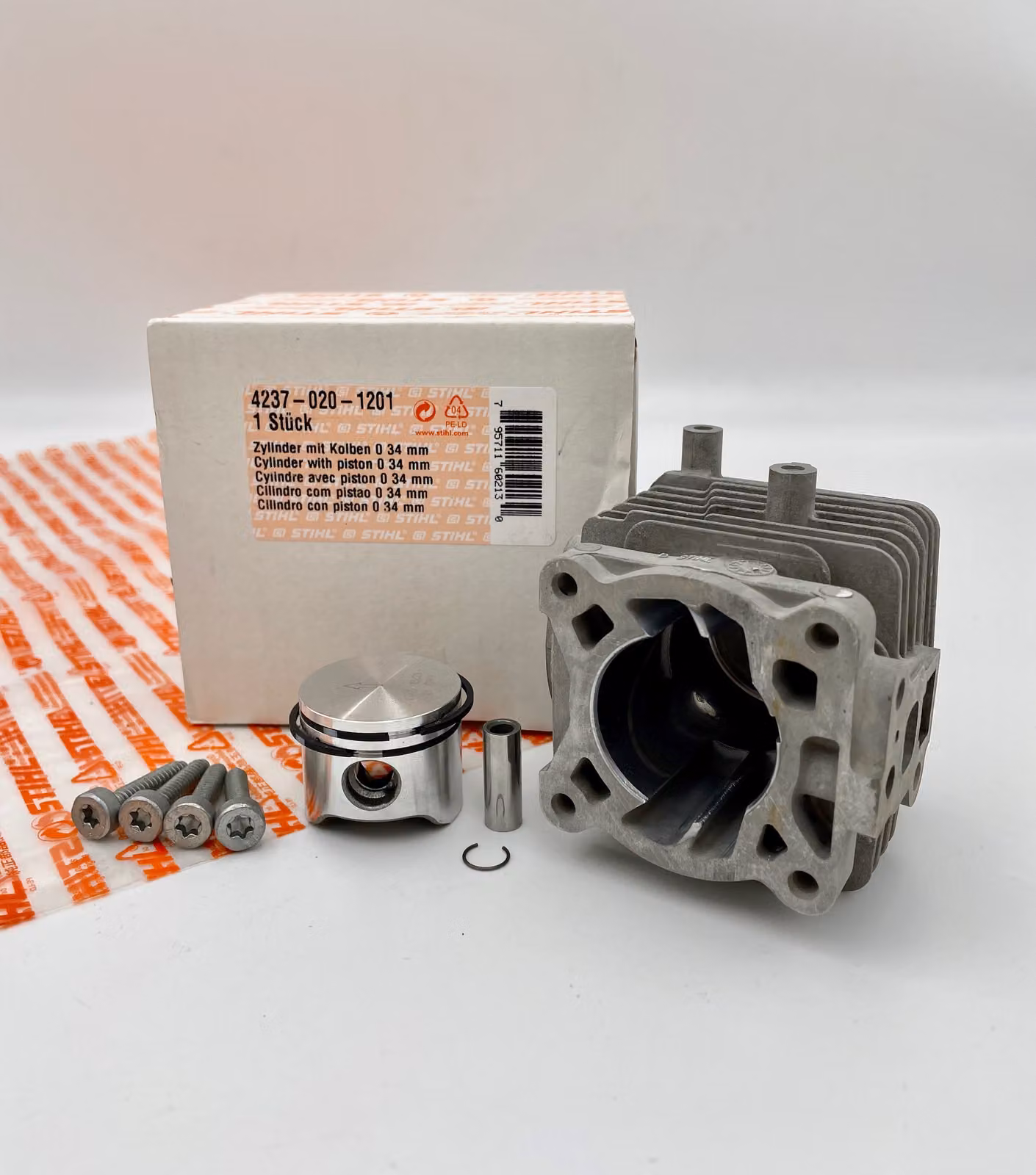 Cilindro + pistone originale STIHL Ø 34 mm HS 81, HS 86, 42370201201