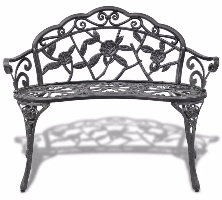 Panca da giardino verde in alluminio - Larghezza 100 cm - Design moderno - Panca per terrazza e giardino