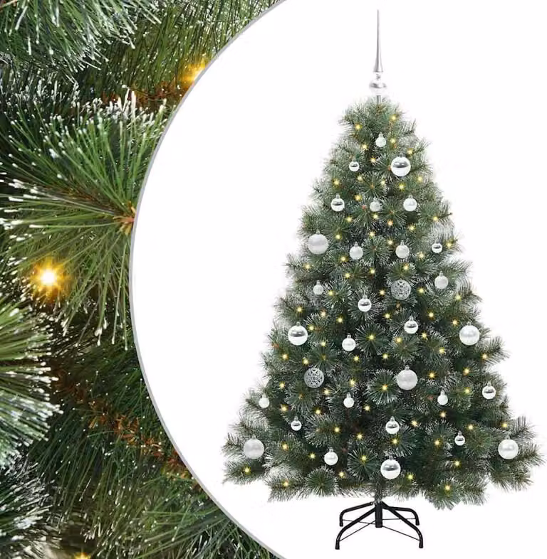 Albero di Natale artificiale con 150 LED Verde 150 cm PE e PVC