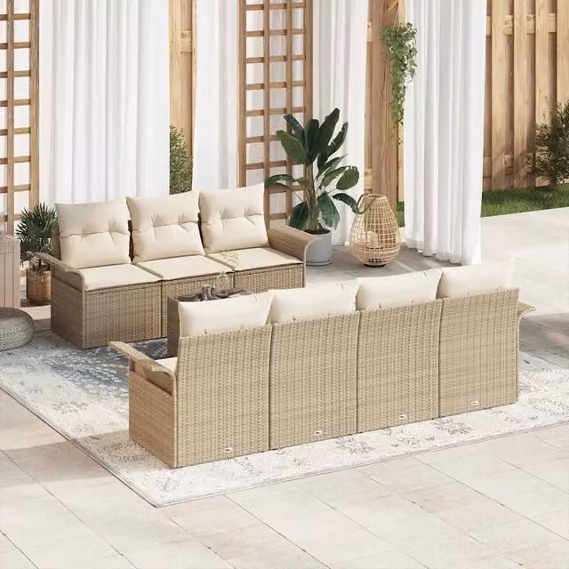 Set Divano da Giardino 8 pz Beige polyrattan 3345271