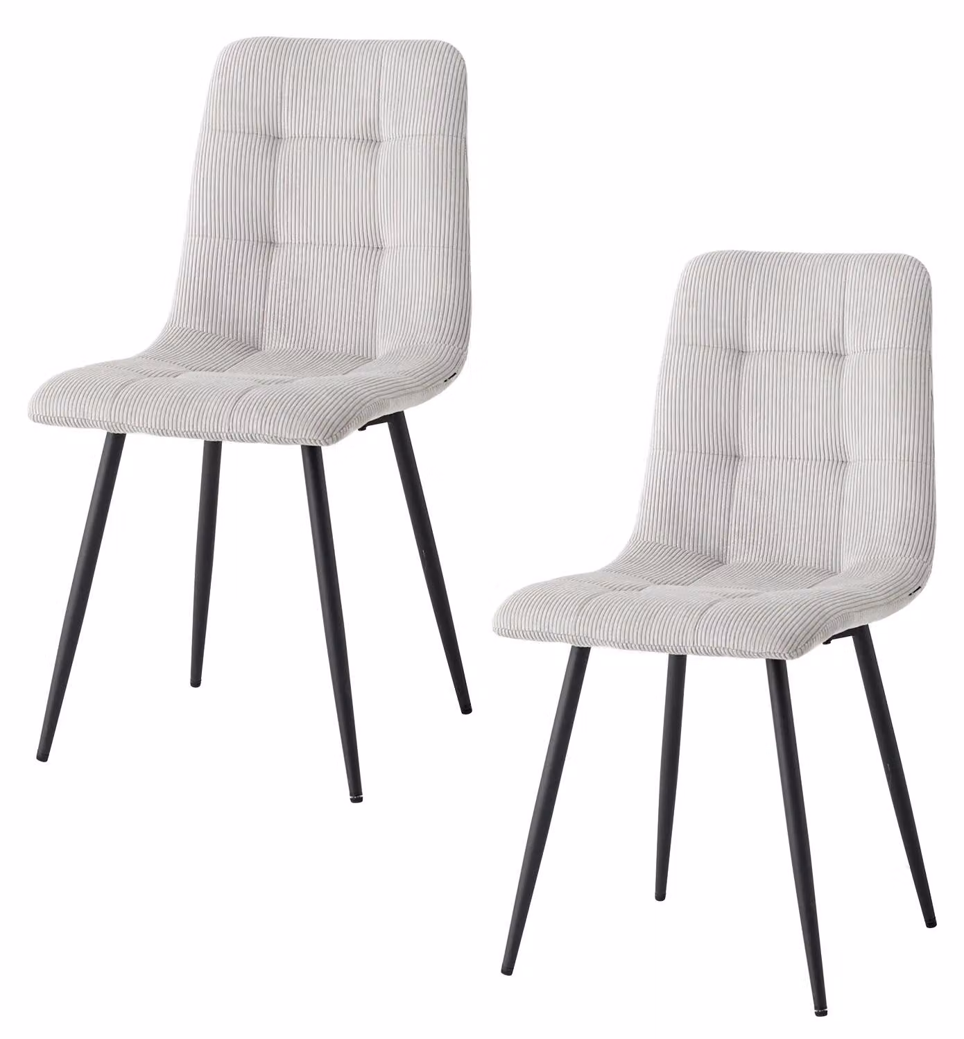 Sedie da pranzo - Set da 2 - Stile moderno - Imbottite - Rivestite in corda - Senza braccioli - Struttura in metallo - Grigie