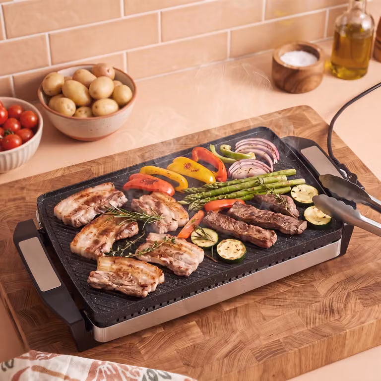 Costway Piastra elettrica da tavolo da 1500 W con griglia antiaderente doppia faccia in alluminio, colore nero, per uso interno ed esterno