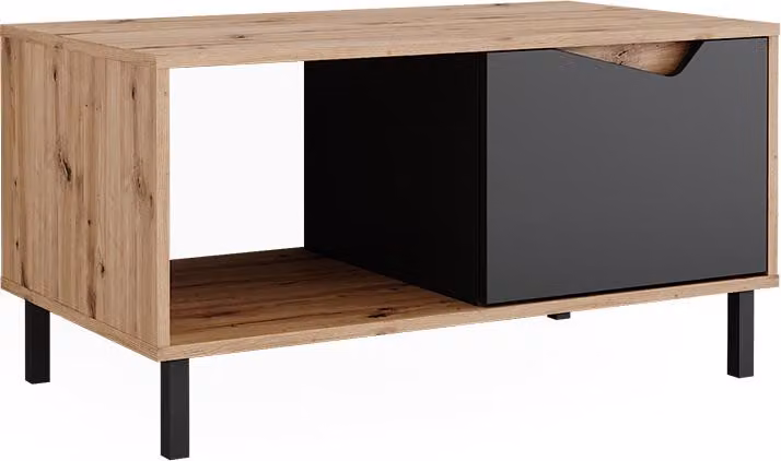 Tavolino da salotto Vicco Marelle Antracite/Artisan 90 x 50 cm con 1 porta, Model 57858