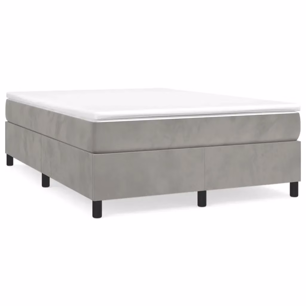 Letto Ibrido vidaXL con Materasso a Molle e Rivestimento in Velluto Grigio e Bianco L/P/H: 140 x 190 x 35 cm – 2