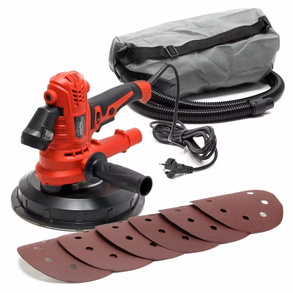 Smerigliatrice angolare da 900 watt con funzione di aspirazione per levigatura cartongesso e pareti, colore rosso – 2