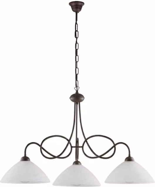 Lampadario Sospeso Rustico Bistrot Classic LuceArt con 3 Luci in Metallo e Vetro, Colore Bianco e Marrone, Altezza Regolabile