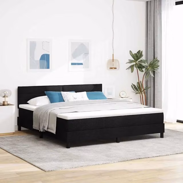 Letto ibrido con testiera vidaXL in tessuto nero L 180 x P 200 cm
