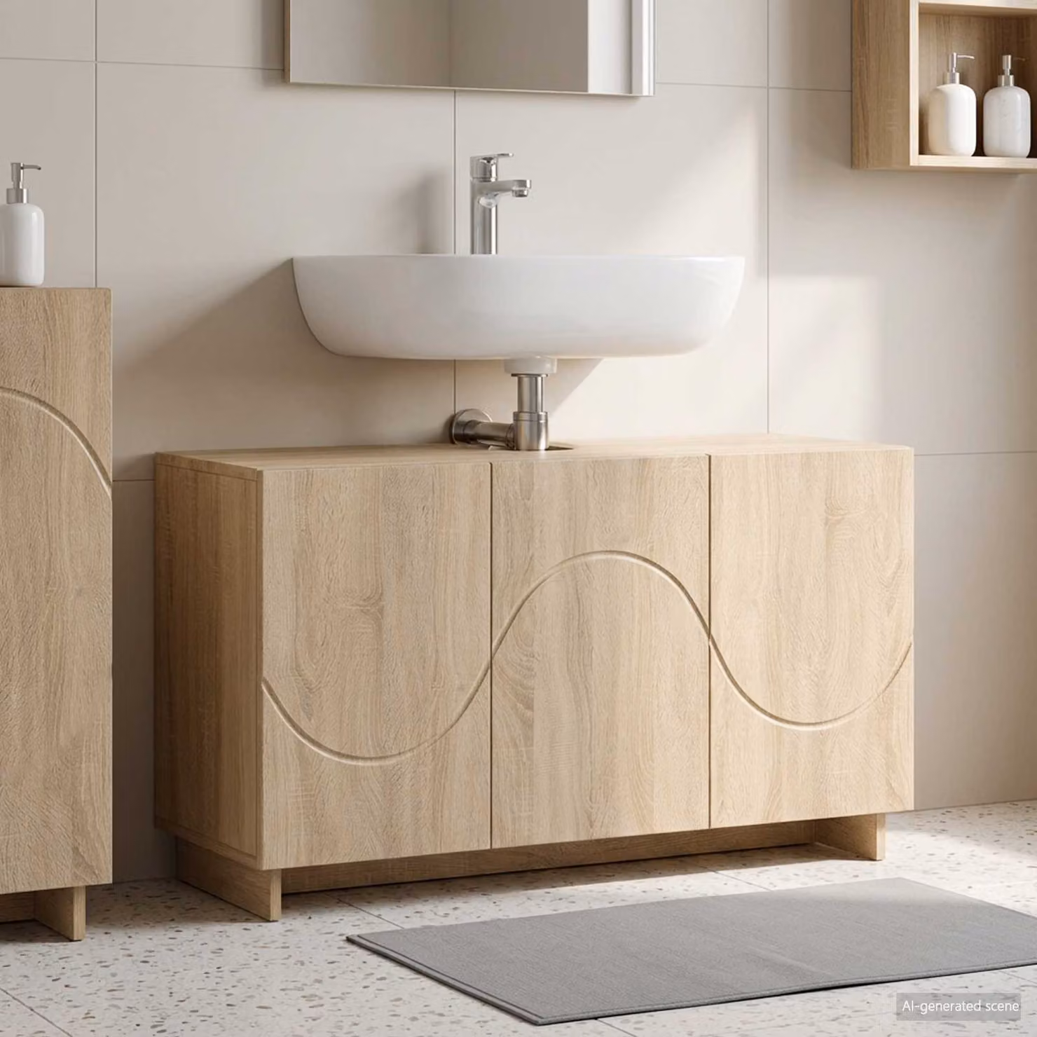 Mobile da bagno vidaXL moderno in Rovere Sonoma, colore marrone e beige, L: 101 cm, P: 41 cm, H: 58 cm