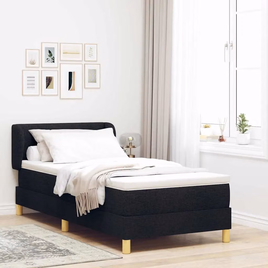Letto a molle con testiera vidaXL in tessuto nero L: 80 cm, P: 200 cm