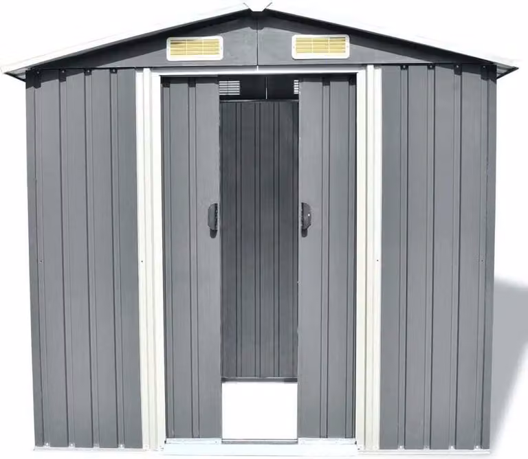 Capanno per Attrezzi in Metallo Grigio 204x132x186 cm