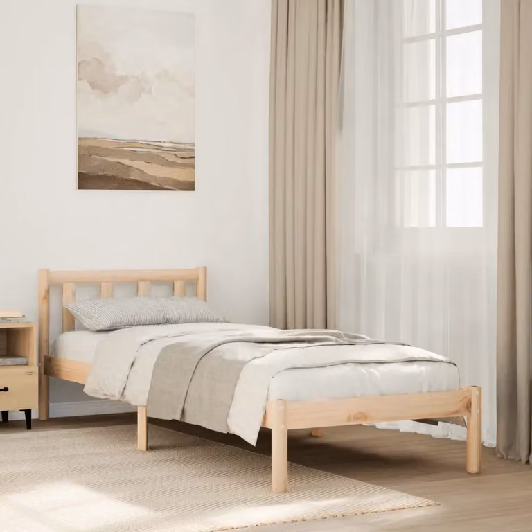 Letto extra lungo vidaXL in legno di pino naturale stile rustico L/P/H: 200 x 80 x 69,5 cm