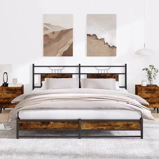 Giroletto senza Materasso in Metallo-Struttura Letto Rovere Fumo 183x213 cm 194342