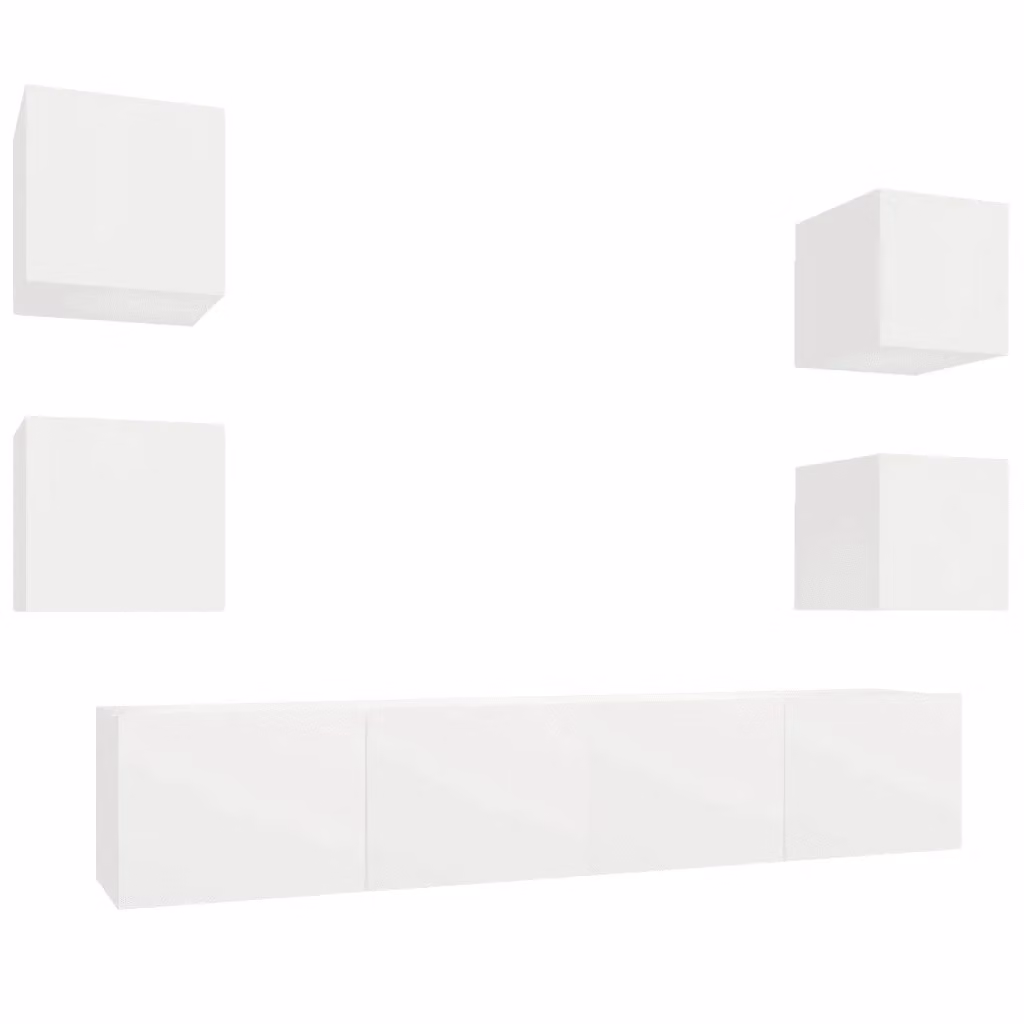 Set di 6 mobili porta TV vidaXL in legno bianco da appendere al muro per il tuo soggiorno – 2