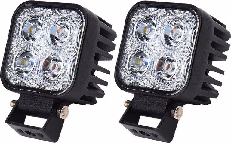 Greenmigo, doppio faro da lavoro a LED da 12 W, proiettore off-road, riflettore, faro da lavoro, 1800 lm, nero, alluminio pressofuso, fari antinebbia, IP67