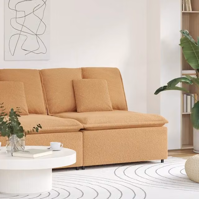 Modulo Centrale Divano Modulare con Cuscini Beige 100 cm 4104446