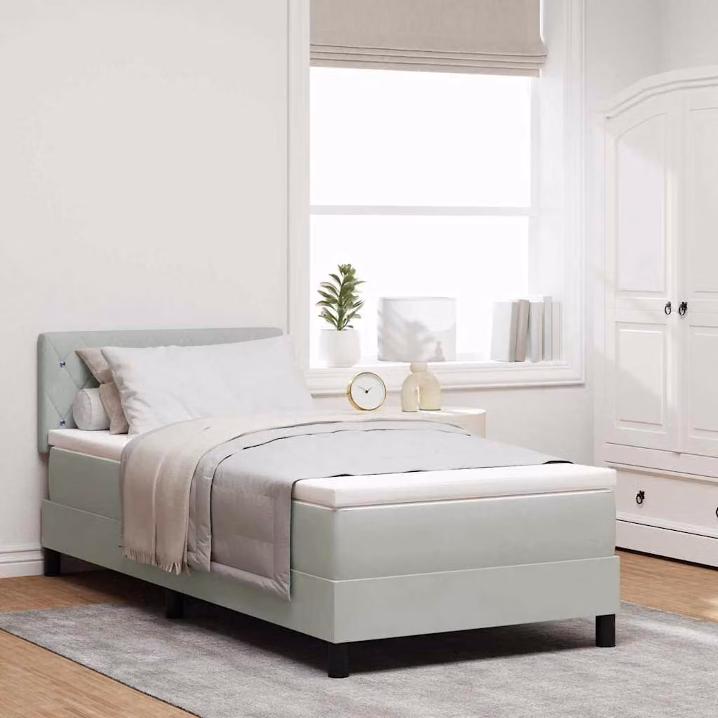 Maison Exclusive - Letto boxspring con materasso grigio chiaro 100 x 200 cm velluto