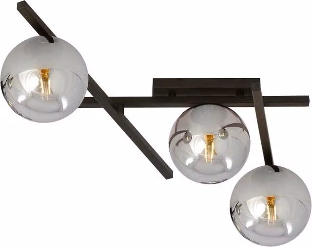 Plafoniera Moderna Tefnet con 3 Luci, Bracci Regolabili in Metallo Nero e Vetro Grigio
