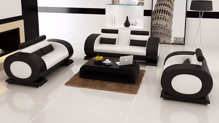 Ledersofa Moderne Couch Wohnlandschaft 3+2+1 Sitzer Garnitur Design Sofa mit USB