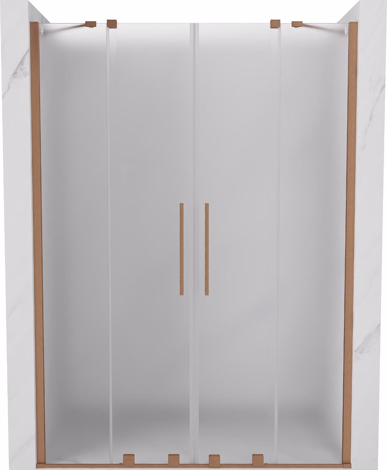 Mexen Velar Duo porta doccia scorrevole 140 cm, smerigliato, rame spazzolato - 871-140-000-32-65