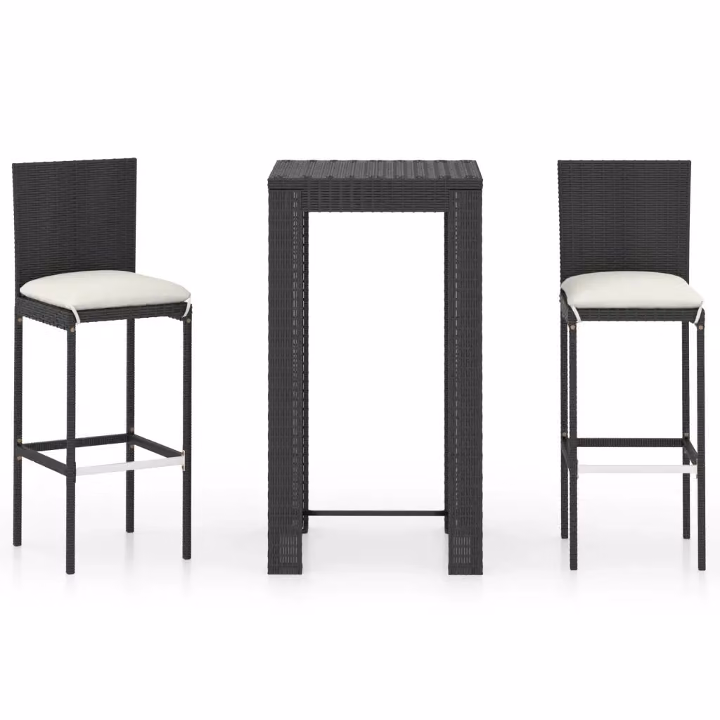 Set Bar da Giardino Moderno vidaXL in Polyrattan Nero con Struttura in Metallo – 2