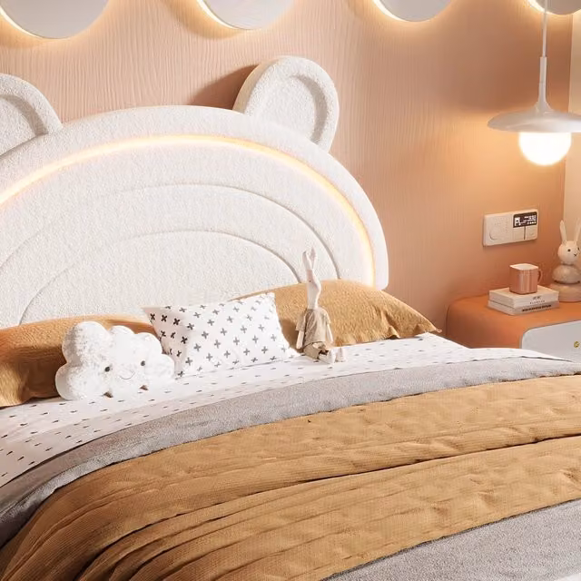 letto imbottito velluto beige 90 x 200 cm