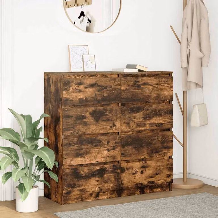 Credenza vidaXL in legno Rovere Fumo, design minimalista, L 100 x P 35 x H 99 cm