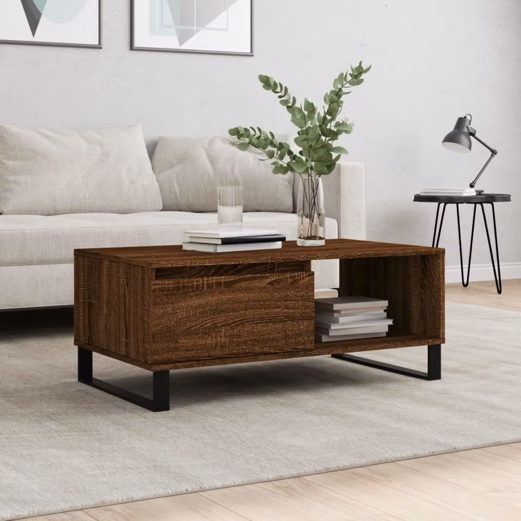 Maison Exclusive - Tavolino marrone effetto rovere 90x50x36,5 cm Materiale ligneo