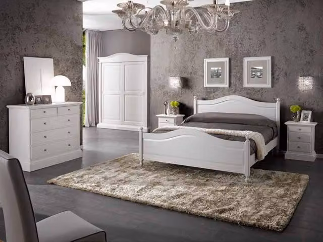Set camera da letto matrimoniale completa stile shabby chic bianca Mobili 2G – 1
