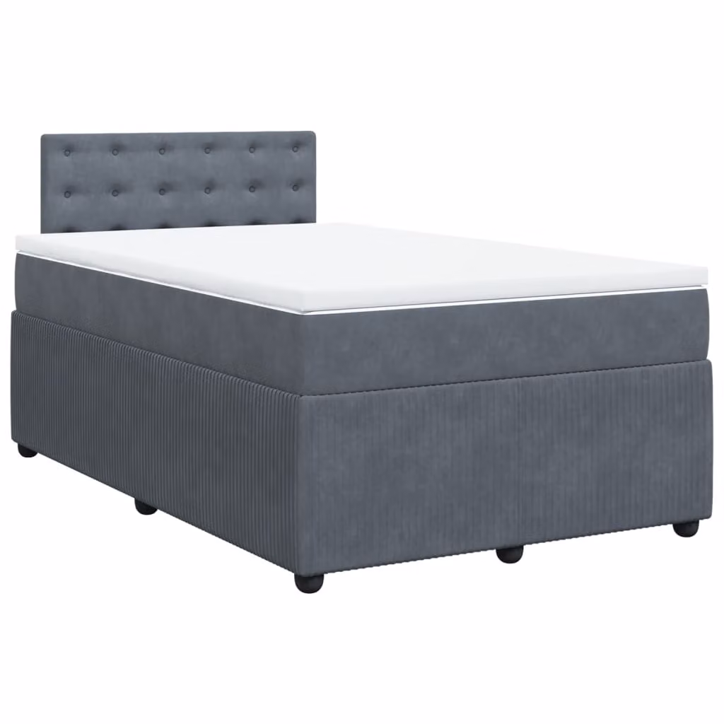 Giroletto a Molle con Materasso Grigio Scuro 120x200 cm Velluto