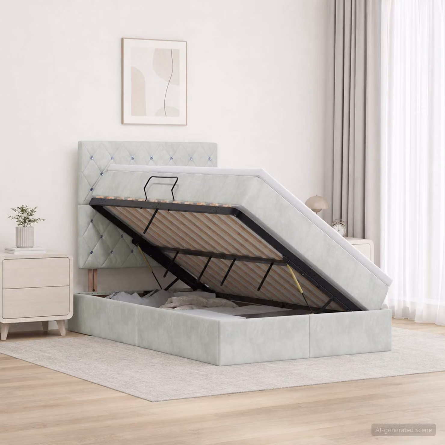 Letto con contenitore e materasso vidaXL Grigio, L/P/H: 120 x 200 x 140 cm