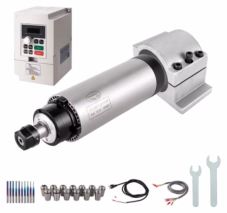 Kit motore mandrino CNC, 2,2 kW, 220 V, diametro 80 mm, raffreddato ad aria, con inverter (VFD)