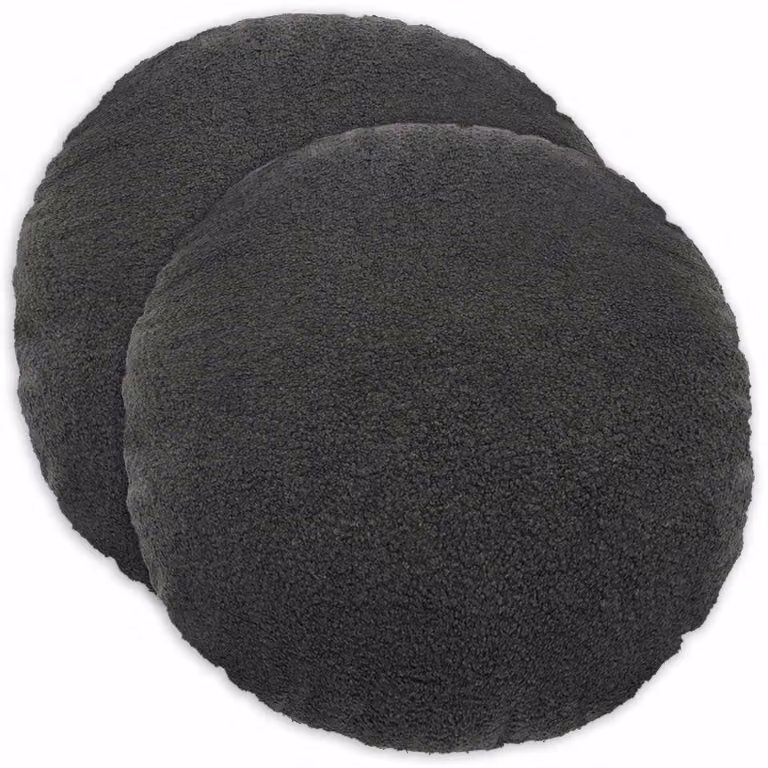 Set di 2 federe rotonde vidaXL HEERLEN in tessuto bouclé grigio scuro, Ø 40 cm