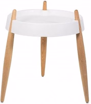 Tavolino Zafferano Liolà Bianco in Frassino Naturale, H 47 cm