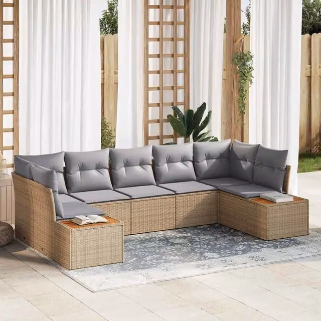 Set Divano da Giardino 7 pz Beige polyrattan 3348161