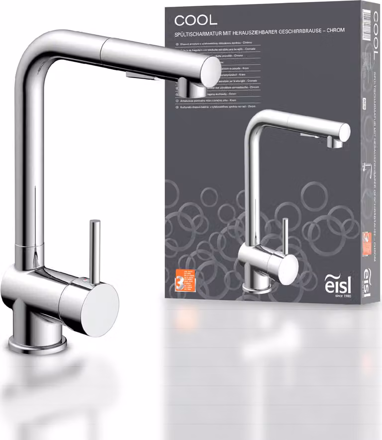 rubinetto da cucina eisl con spray per lavastoviglie, rubinetto estraibile da cucina cromato