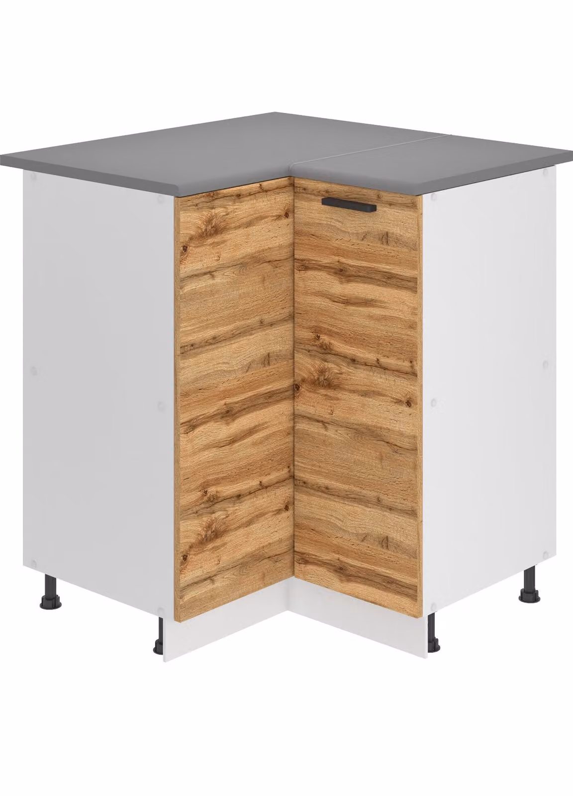 Base da cucina Belini, base da cucina larga 90 cm. Base per cucina SNP con piano di lavoro. Mobile da cucina ad angolo con 1 anta, rovere Wotan