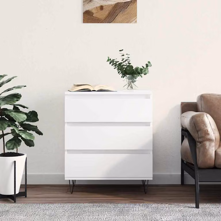 Credenza moderna vidaXL bianca da appendere in legno e metallo L 60 cm, P 35 cm, H 70 cm