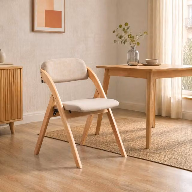 Sedia da pranzo pieghevole 60 x 52,5 x 79 cm kaki – seduta imbottita
