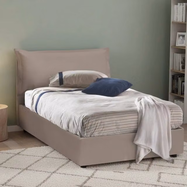 Letto Aconito Talamo Italia con Materasso Incluso, Grigio Tortora, L/P/H: 120 x 200 cm – 1