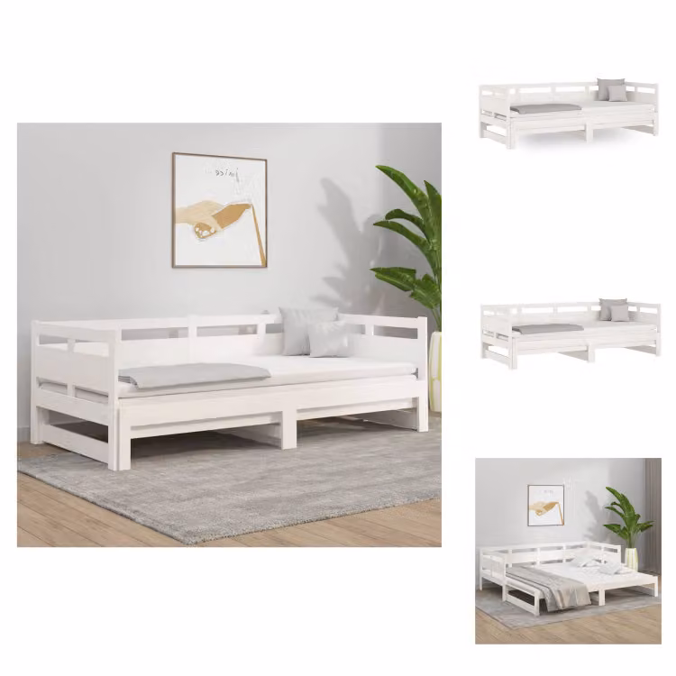 vidaXL Letto da giorno allungabile in pino massiccio bianco 2x(80x200) cm - Letti e strutture letto