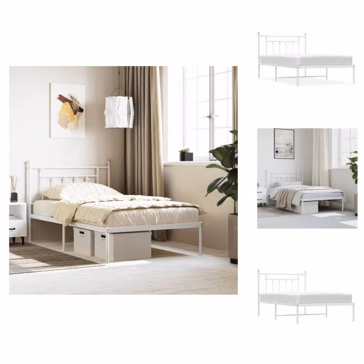 vidaXL Giroletto con testata in metallo bianco 100x200 cm - Letti & reti