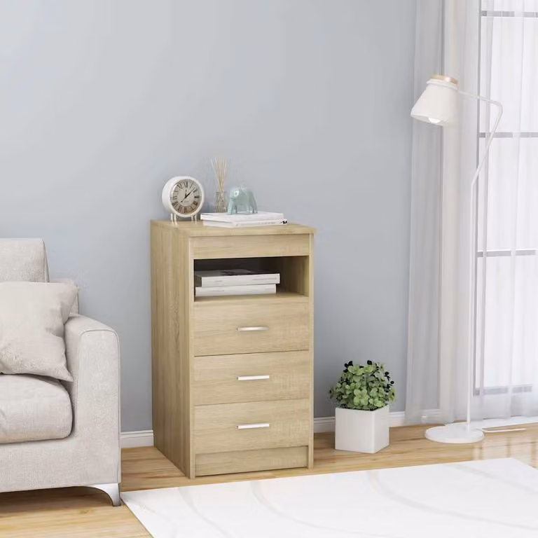 Cassettiera moderna vidaXL in legno multistrato e MDF, colore marrone e beige, L 40 cm x P 50 cm x H 76 cm