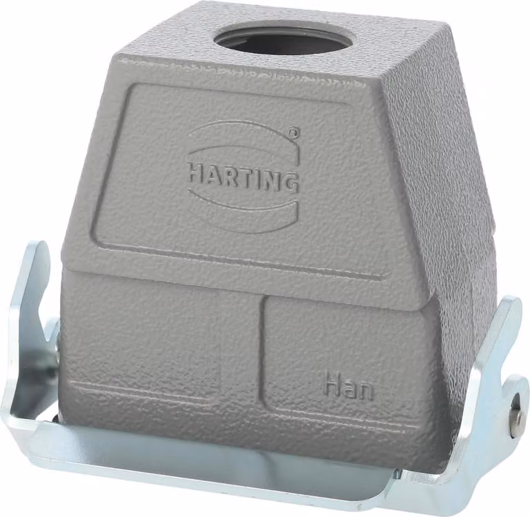 HARTING Han 10B Alloggiamento connettore alto, 1xPG21 uscita cavo diritta, con 1 staffa longitudinale Vite PG21 Area di serraggio