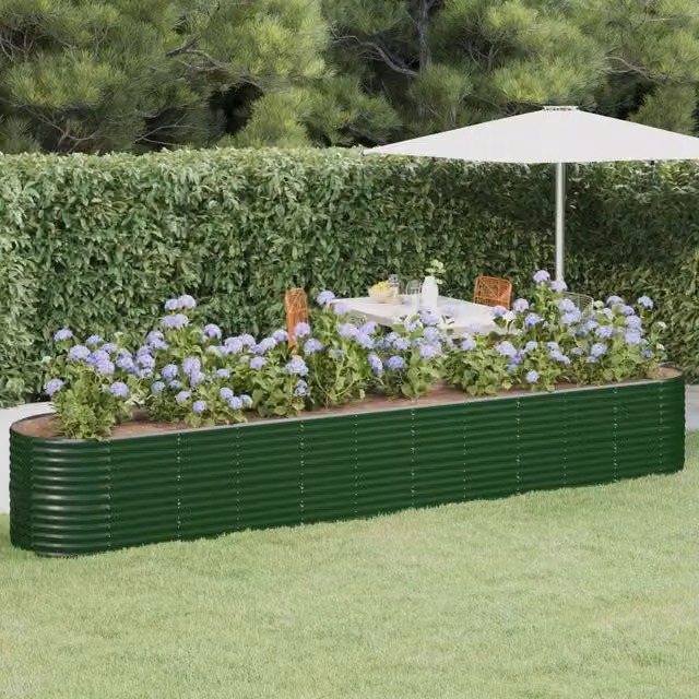 Letto rialzato per orto e giardino in acciaio zincato verde L: 440 cm, P: 80 cm, H: 68 cm – 1