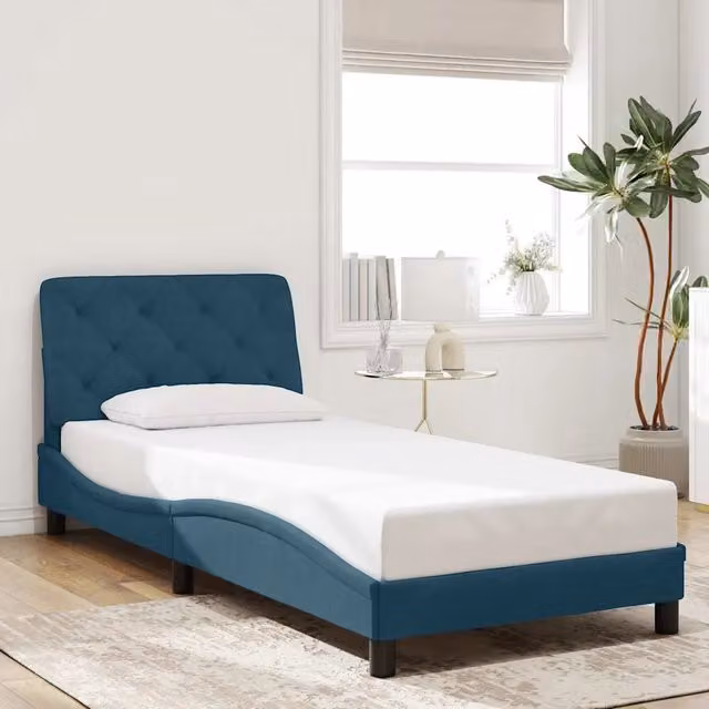 Giroletto vidaXL in Velluto Blu con Doghe in Legno L/P/H: 80 x 200 cm – 1