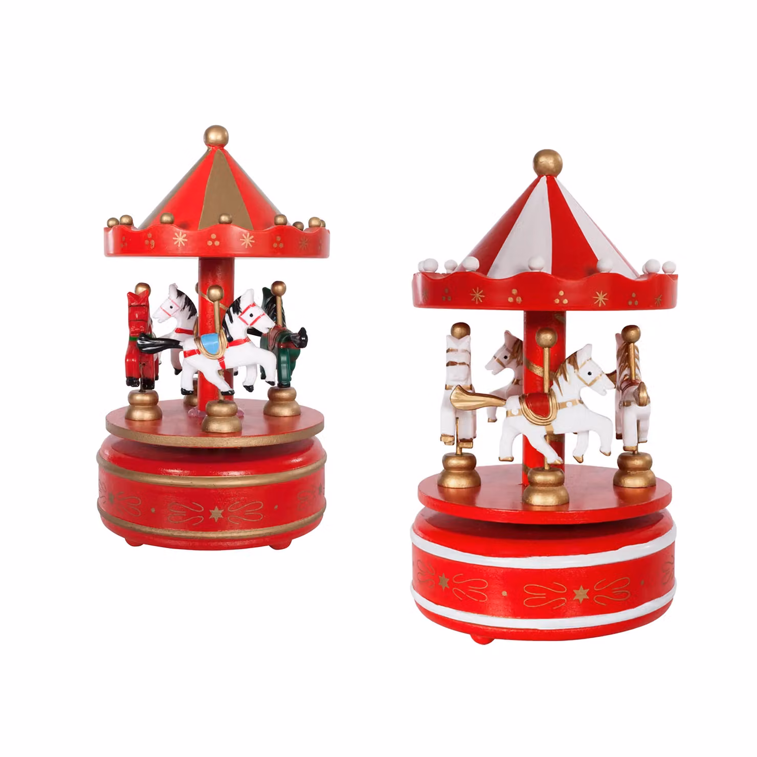 Carillon Giostrina Natalizia Musicale con Cavalli VESTIAMO CASA, Colore Rosso, Altezza: 20 cm – 1
