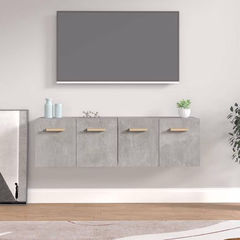 Set di 2 mobili da parete vidaXL in stile moderno, colore grigio cemento, L 60 cm x P 36,5 cm x H 35 cm