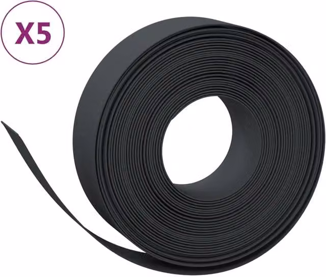 Set di 5 bordure da giardino in polietilene nere DESIGN IN, Lunghezza: 10 m, Altezza: 15 cm, CFW8741272