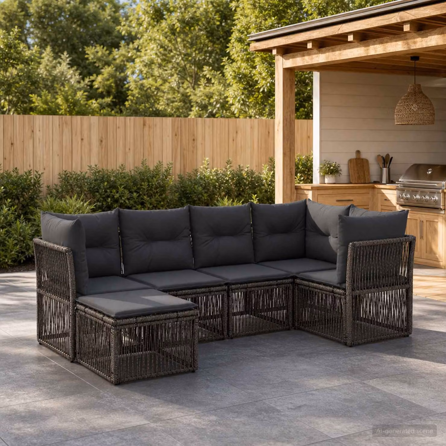 Set Divano da Giardino vidaXL 6 pz Grigio con Cuscini e Struttura in Metallo e Polyrattan